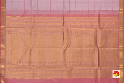 Pastel Lavender Kanchipuram Silk Saree With Veldhari Stripes Handwoven Pure Silk Pure Zari For Festive Wear PV NYC 879 - Silk Sari - Panjavarnam PV NYC 879