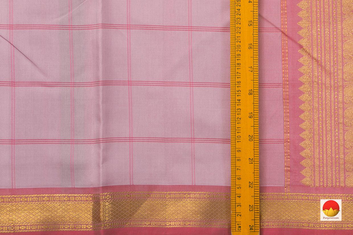 Pastel Lavender Kanchipuram Silk Saree With Veldhari Stripes Handwoven Pure Silk Pure Zari For Festive Wear PV NYC 879 - Silk Sari - Panjavarnam PV NYC 879