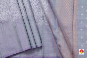 Pastel Lavender Kanchipuram Vanasingaram Silk Saree With Long Border Handwoven Pure Silk For Wedding Wear PV NYC 1029 - Silk Sari - Panjavarnam PV NYC 1029