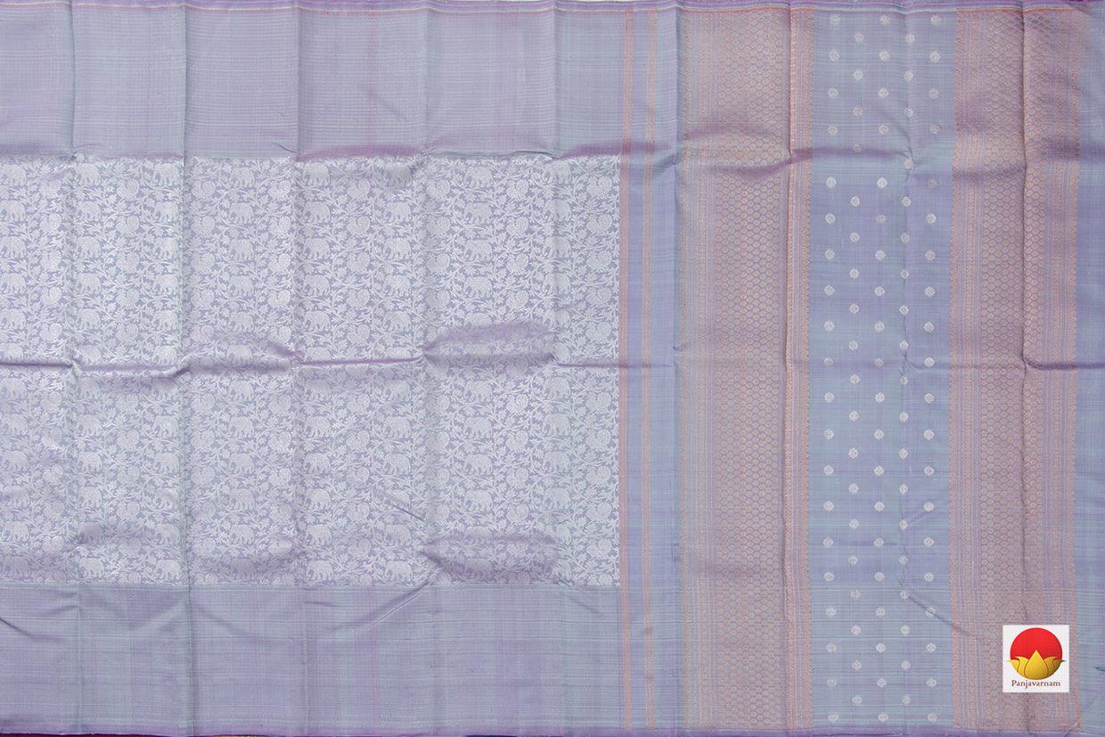 Pastel Lavender Kanchipuram Vanasingaram Silk Saree With Long Border Handwoven Pure Silk For Wedding Wear PV NYC 1029 - Silk Sari - Panjavarnam PV NYC 1029