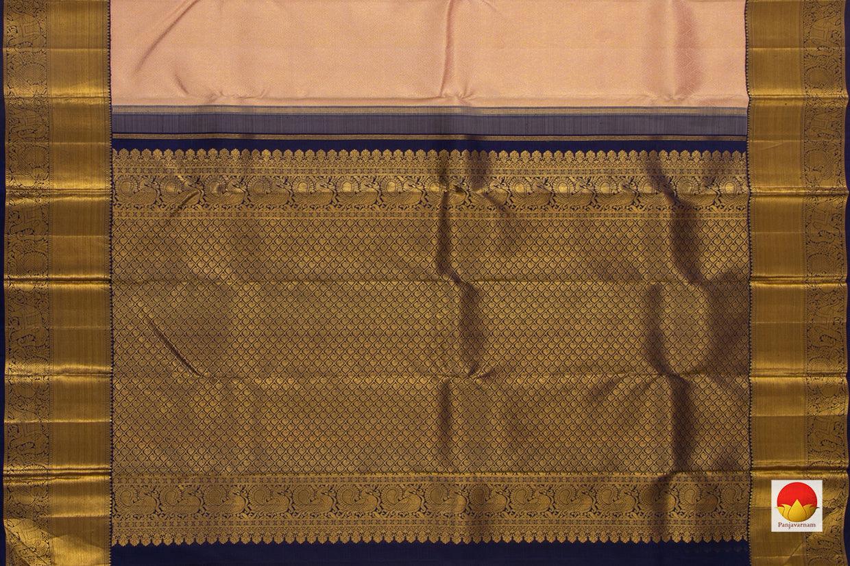 Pastel Peach And Blue Kanchipuram Silk Saree Handwoven Pure Silk Pure Zari For Wedding Wear PV NYC 728 - Silk Sari - Panjavarnam