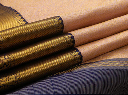 Pastel Peach And Blue Kanchipuram Silk Saree Handwoven Pure Silk Pure Zari For Wedding Wear PV NYC 728 - Silk Sari - Panjavarnam
