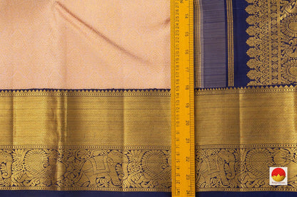 Pastel Peach And Blue Kanchipuram Silk Saree Handwoven Pure Silk Pure Zari For Wedding Wear PV NYC 728 - Silk Sari - Panjavarnam PV NYC 728