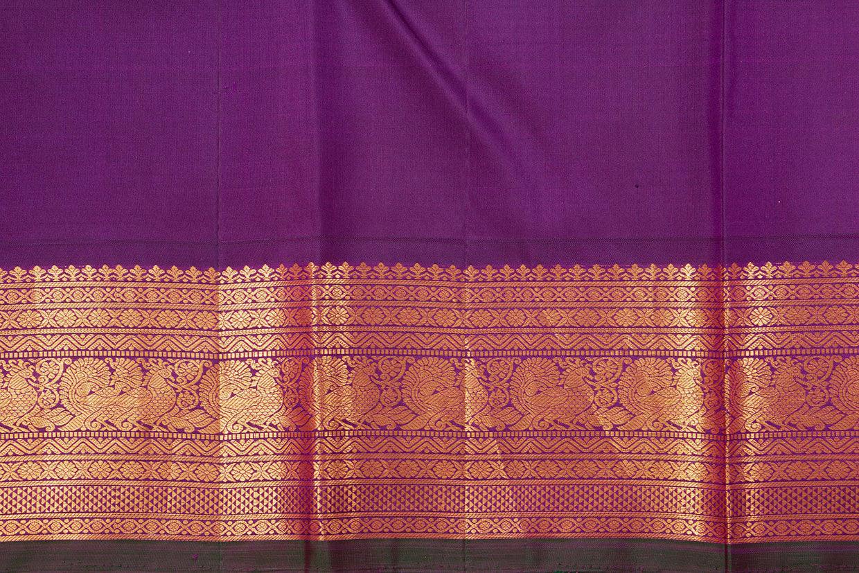 Pastel Peach And Purple Kanchipuram Silk Saree With Medium Border Handwoven Pure Silk For Wedding Wear PV J 569 - Silk Sari - Panjavarnam PV J 569