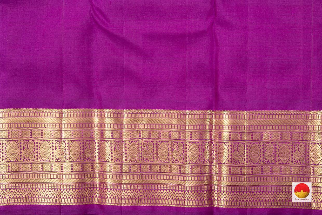 Pastel Peach And Violet Zari Butta Original Kanchipuram Silk Saree With Medium Border Handwoven Pure Silk For Wedding Wear PV NYC 1024 - Silk Sari - Panjavarnam