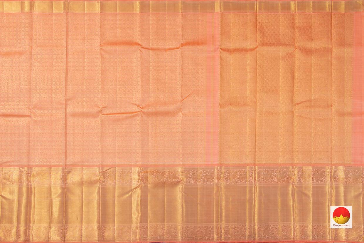 Pastel Peach Kanchipuram Silk Saree Handwoven Pure Silk Pure Zari For Wedding Wear PV NYC 743 - Silk Sari - Panjavarnam