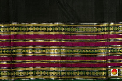 Pastel Peach Kanchipuram Silk Saree With Black Contrast Korvai Border Handwoven Pure Silk Pure Zari For Office Wear PV J 7227 - Silk Sari - Panjavarnam