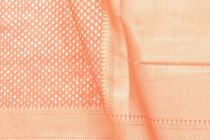 Pastel Peach Light Weight Banarasi Silk Cotton Saree For Party Wear PSC NYC 1113 - Silk Cotton - Panjavarnam