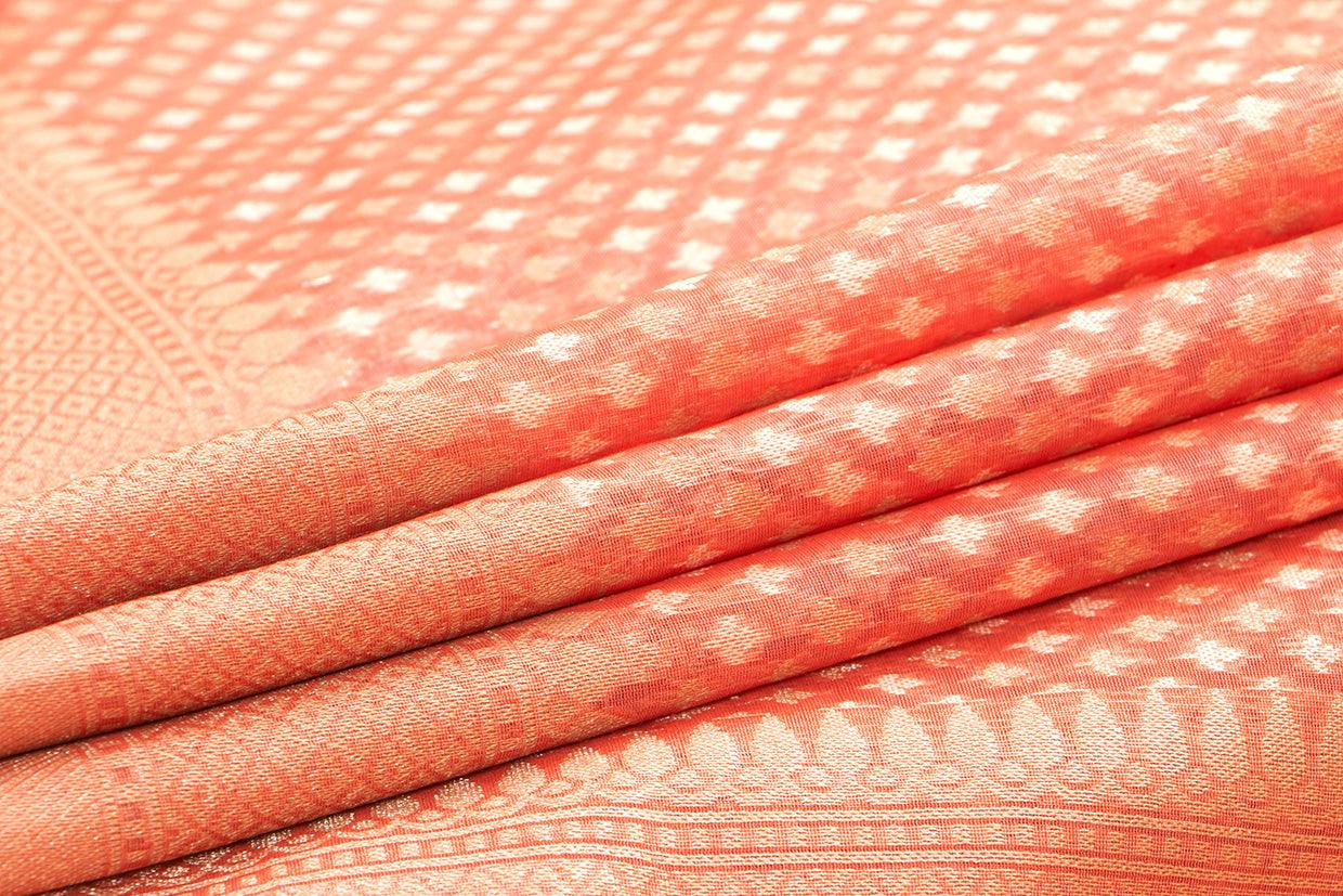 Pastel Peach Light Weight Banarasi Silk Cotton Saree For Party Wear PSC NYC 1113 - Silk Cotton - Panjavarnam PSC NYC 1113