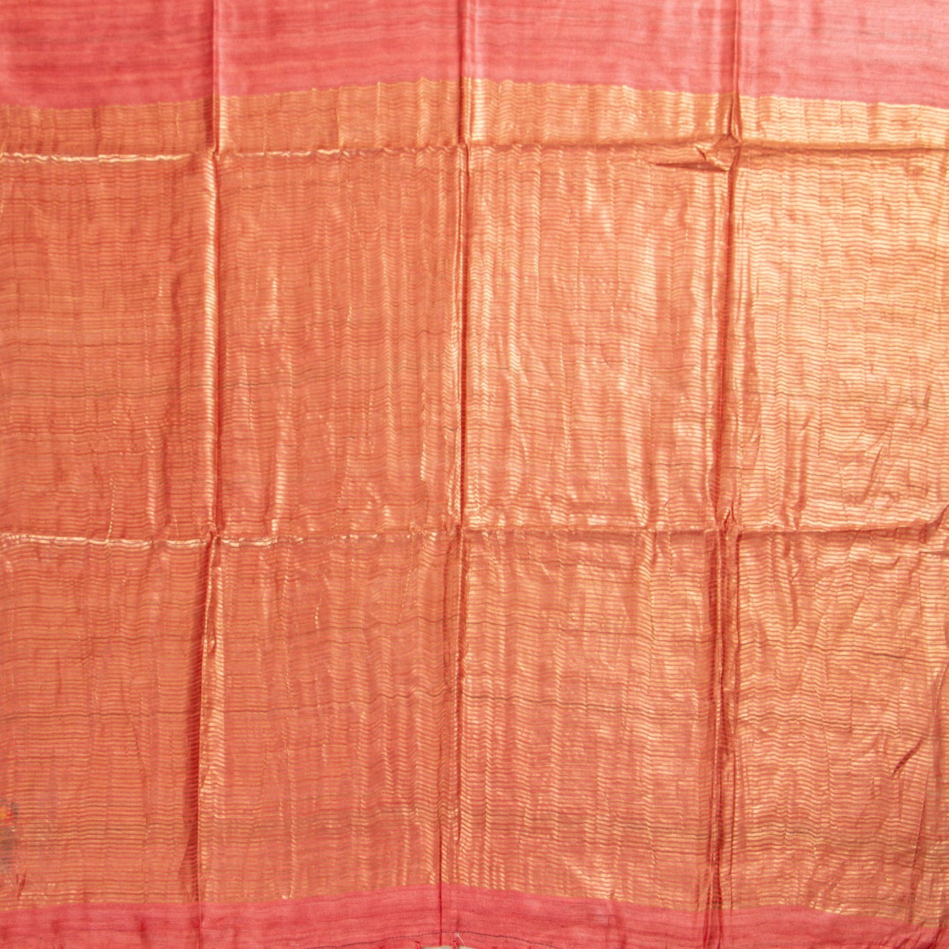 Pastel Peach Tussar Silk Saree Handwoven PT 2077 - Tussar Silk - Panjavarnam PT 2077