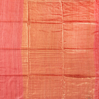 Pastel Peach Tussar Silk Saree Handwoven PT 2077 - Tussar Silk - Panjavarnam PT 2077