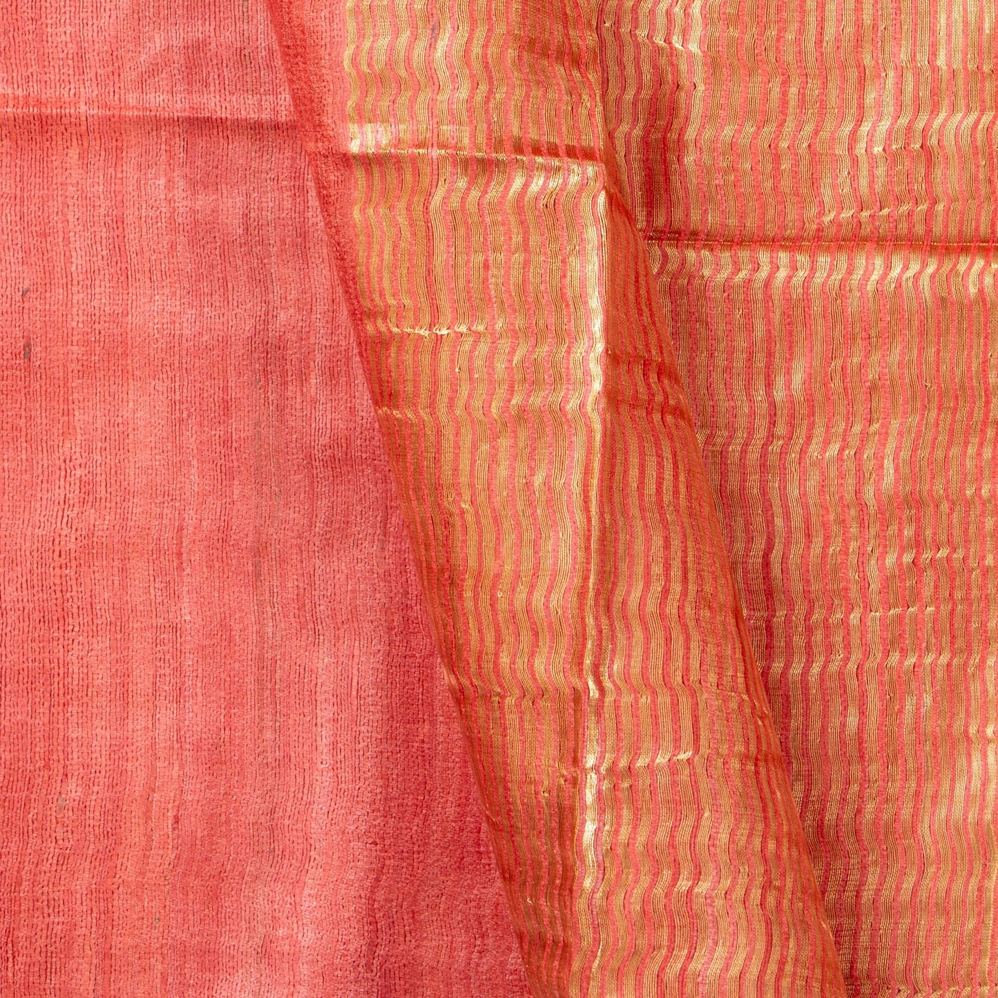 Pastel Peach Tussar Silk Saree Handwoven PT 2077 - Tussar Silk - Panjavarnam PT 2077