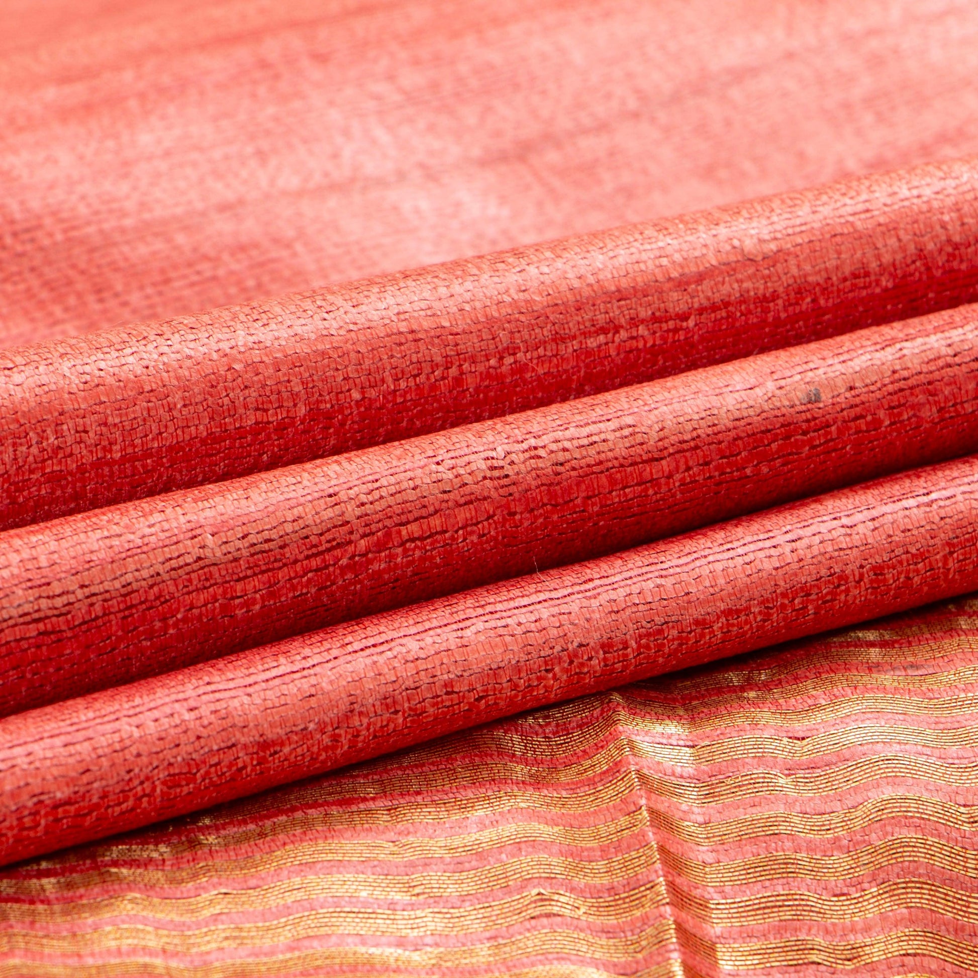 Pastel Peach Tussar Silk Saree Handwoven PT 2077 - Tussar Silk - Panjavarnam PT 2077