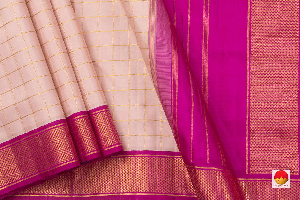 Pastel Pink 9 Yard Kanjivaram Silk Saree Handwoven Pure Silk Pure Zari For Wedding Wear PV NYC 771 - 9 yards silk saree - Panjavarnam PV NYC 771