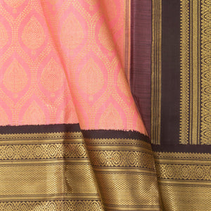 Pastel Pink And Brown Kanchipuram Silk Saree For Wedding Wear PV NYC 1357 - Silk Sari - Panjavarnam PV NYC 1357