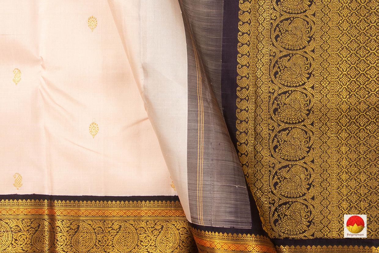 Pastel Pink And Brown Kanchipuram Silk Saree With Medium Border Handwoven Pure Silk For Wedding Wear PV NYC 1037 - Silk Sari - Panjavarnam