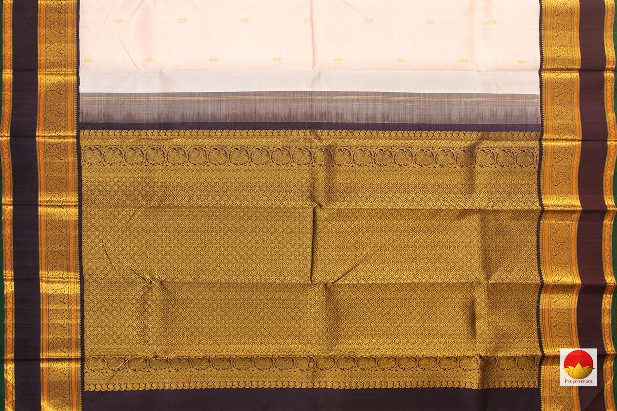 Pastel Pink And Brown Kanchipuram Silk Saree With Medium Border Handwoven Pure Silk For Wedding Wear PV NYC 1037 - Silk Sari - Panjavarnam