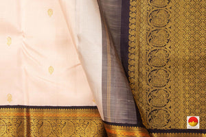 Pastel Pink And Brown Kanchipuram Silk Saree With Medium Border Handwoven Pure Silk For Wedding Wear PV NYC 1037 - Silk Sari - Panjavarnam PV NYC 1037