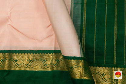 Pastel Pink And Green Kanchipuram Silk Saree Handwoven Pure Silk Pure Zari For Festive Wear PV NYC 806 - Silk Sari - Panjavarnam