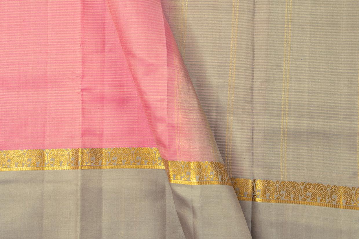 Pastel Pink And Grey Kanchipuram Silk Saree Light Weight For Festive Wear PV KNN 199 - Silk Sari - Panjavarnam PV KNN 199