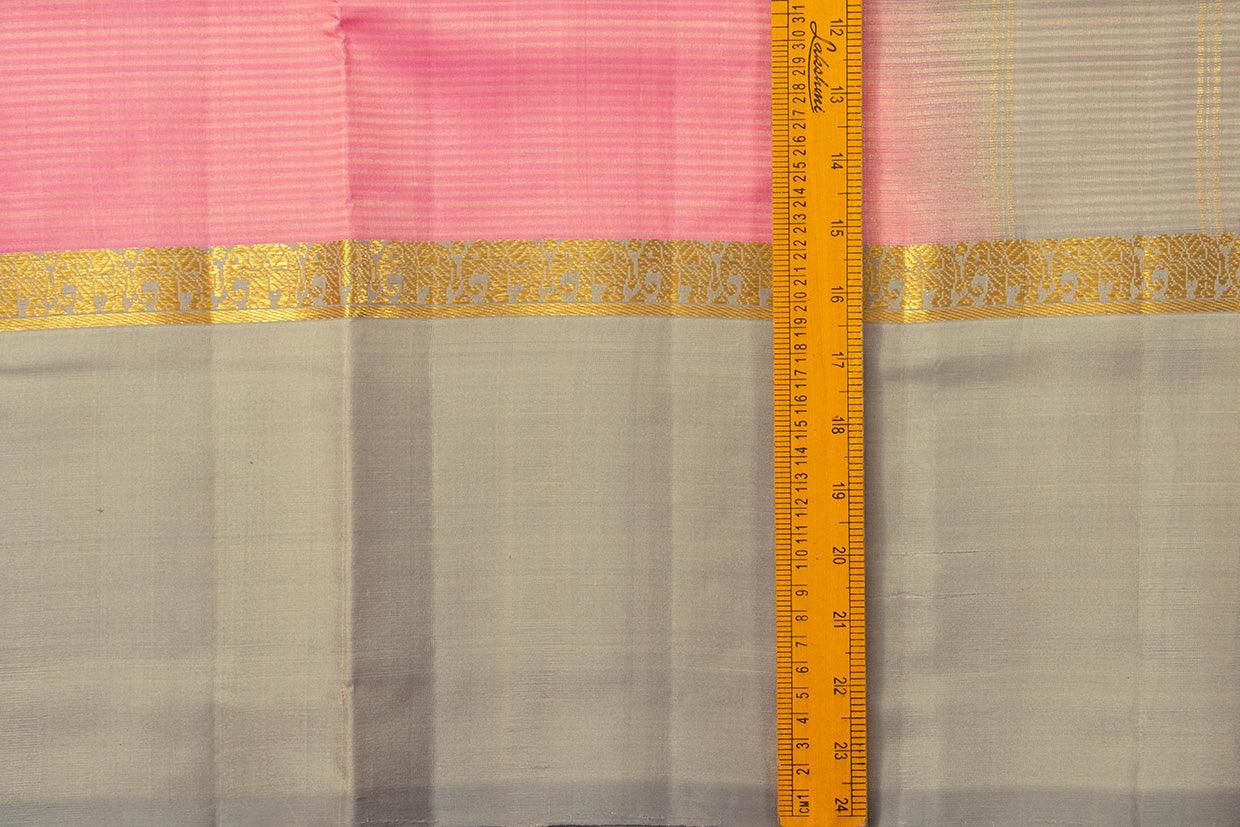 Pastel Pink And Grey Kanchipuram Silk Saree Light Weight For Festive Wear PV KNN 199 - Silk Sari - Panjavarnam PV KNN 199