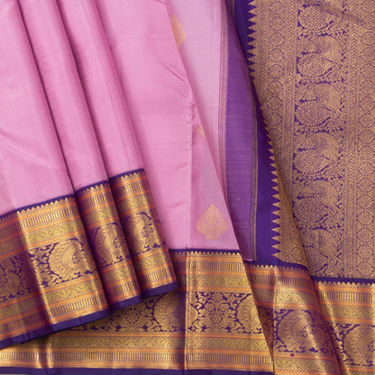 Pastel Pink And Violet Kanchipuram Silk Saree For Wedding Wear PV NYC 1265 - Silk Sari - Panjavarnam PV NYC 1265