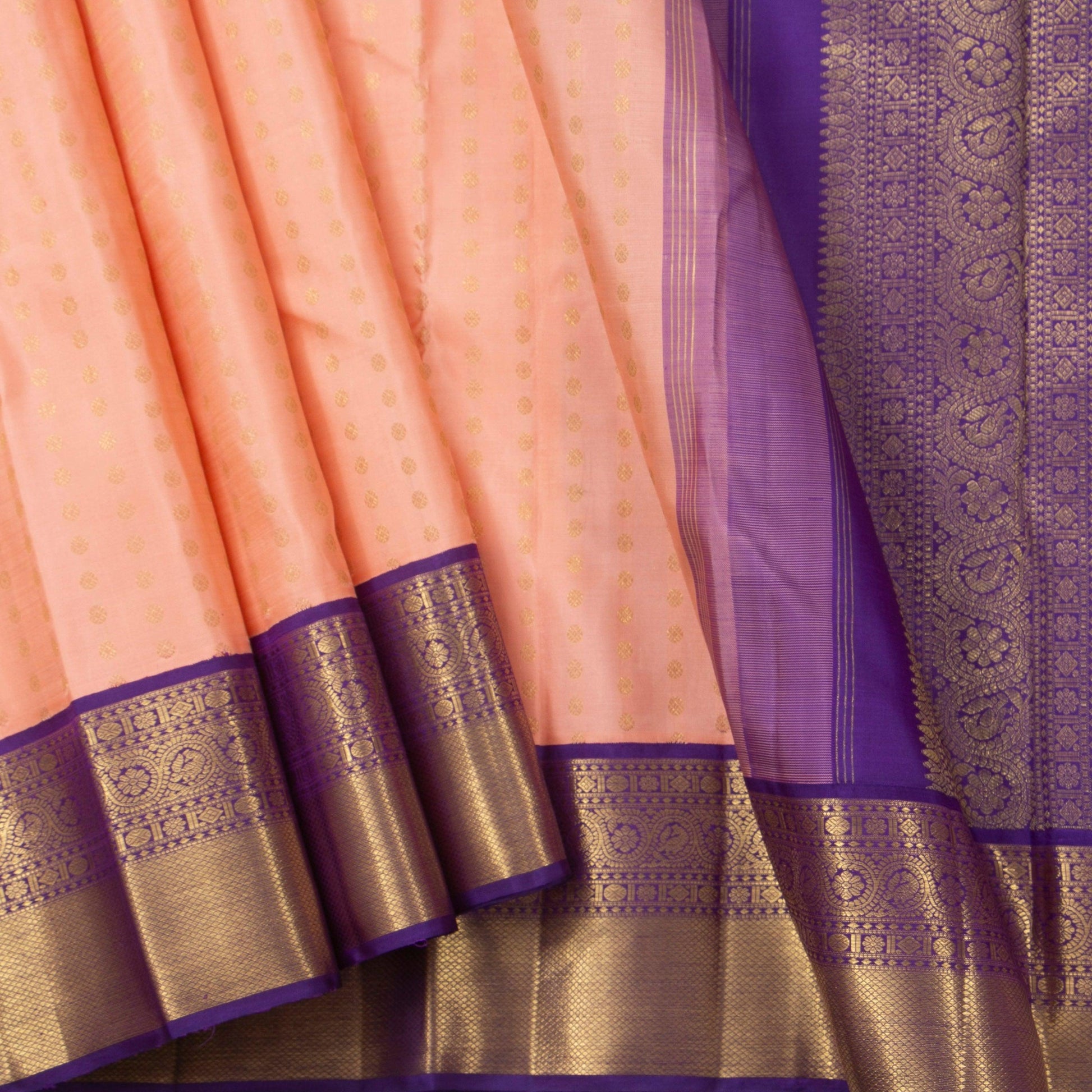 pastel Pink And Violet Kanchipuram Silk Saree For Wedding Wear PV NYC 1367