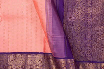 Pastel Pink And Violet Kanchipuram Silk Saree With Medium Border Handwoven Pure Silk For Wedding Wear PV NYC 1046 - Silk Sari - Panjavarnam PV NYC 1046