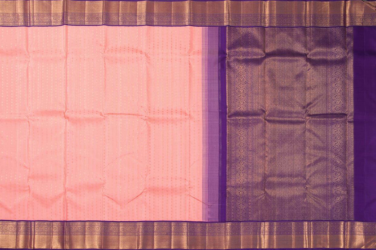 Pastel Pink And Violet Kanchipuram Silk Saree With Medium Border Handwoven Pure Silk For Wedding Wear PV NYC 1046 - Silk Sari - Panjavarnam PV NYC 1046