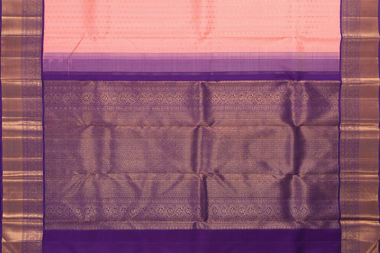 Pastel Pink And Violet Kanchipuram Silk Saree With Medium Border Handwoven Pure Silk For Wedding Wear PV NYC 1046 - Silk Sari - Panjavarnam PV NYC 1046