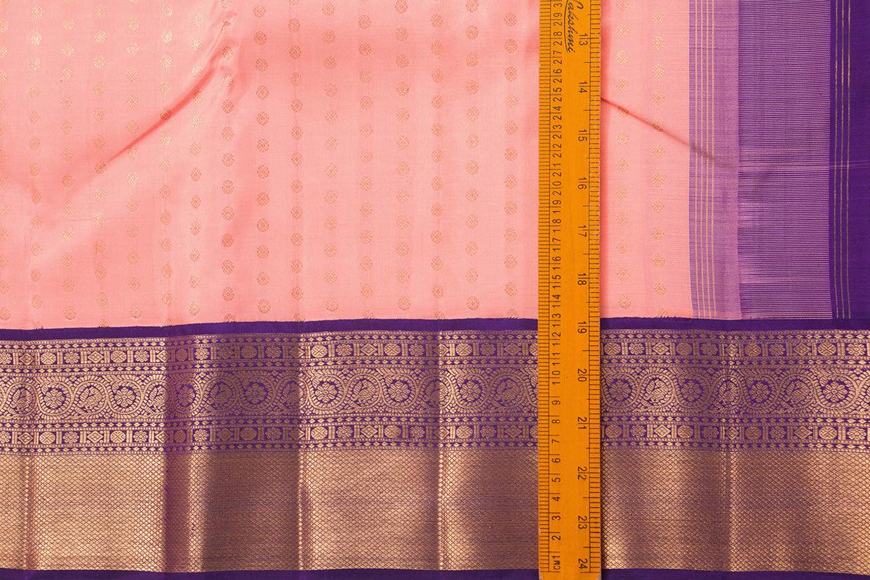 Pastel Pink And Violet Kanchipuram Silk Saree With Medium Border Handwoven Pure Silk For Wedding Wear PV NYC 1046 - Silk Sari - Panjavarnam PV NYC 1046