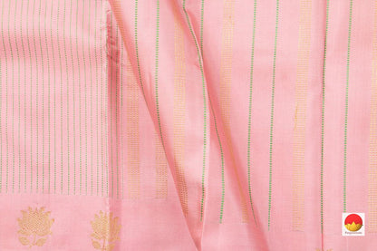 Pastel Pink Kanchipuram Silk Saree Handwoven Pure Silk Light Weight With Small Border Party Wear PV RM 448 - Silk Sari - Panjavarnam