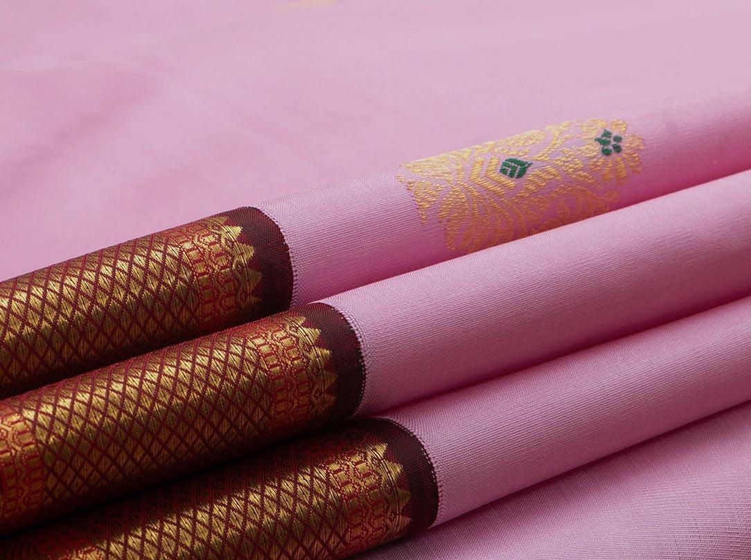 Pastel Pink Kanchipuram Silk Saree Handwoven Pure Silk Pure Zari For Wedding Wear PV NYC 660 - Silk Sari - Panjavarnam PV NYC 660