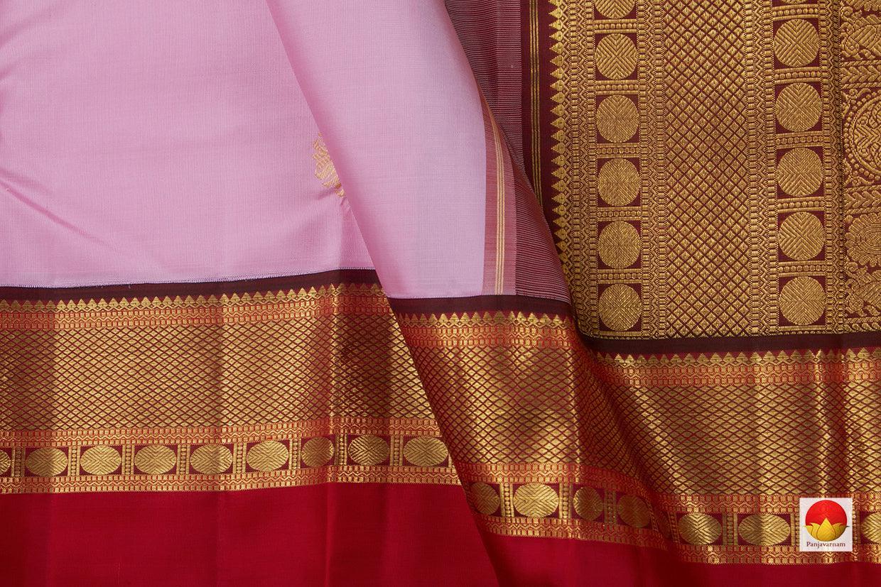 Pastel Pink Kanchipuram Silk Saree Handwoven Pure Silk Pure Zari For Wedding Wear PV NYC 660 - Silk Sari - Panjavarnam PV NYC 660