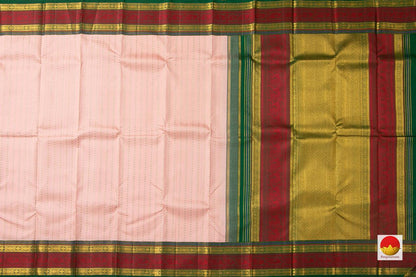 Pastel Pink Kanchipuram Silk Saree With Korvai Thread Work Border Handwoven Pure Silk Pure Zari For Weddings PV NYC 926 - Silk Sari - Panjavarnam PV NYC 926