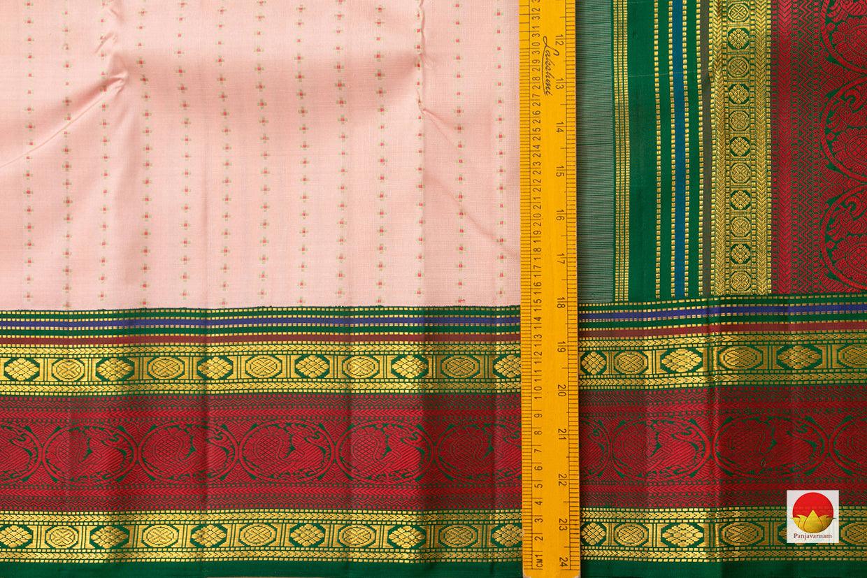 Pastel Pink Kanchipuram Silk Saree With Korvai Thread Work Border Handwoven Pure Silk Pure Zari For Weddings PV NYC 926 - Silk Sari - Panjavarnam PV NYC 926