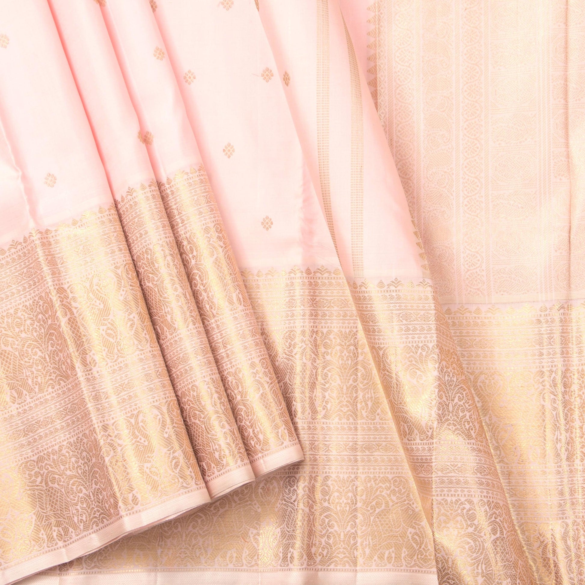 Pastel Pink Kanjivaram Silk Saree With Gold Zari For Bridal Wear PV NYC 1237 - Silk Sari - Panjavarnam PV NYC 1237