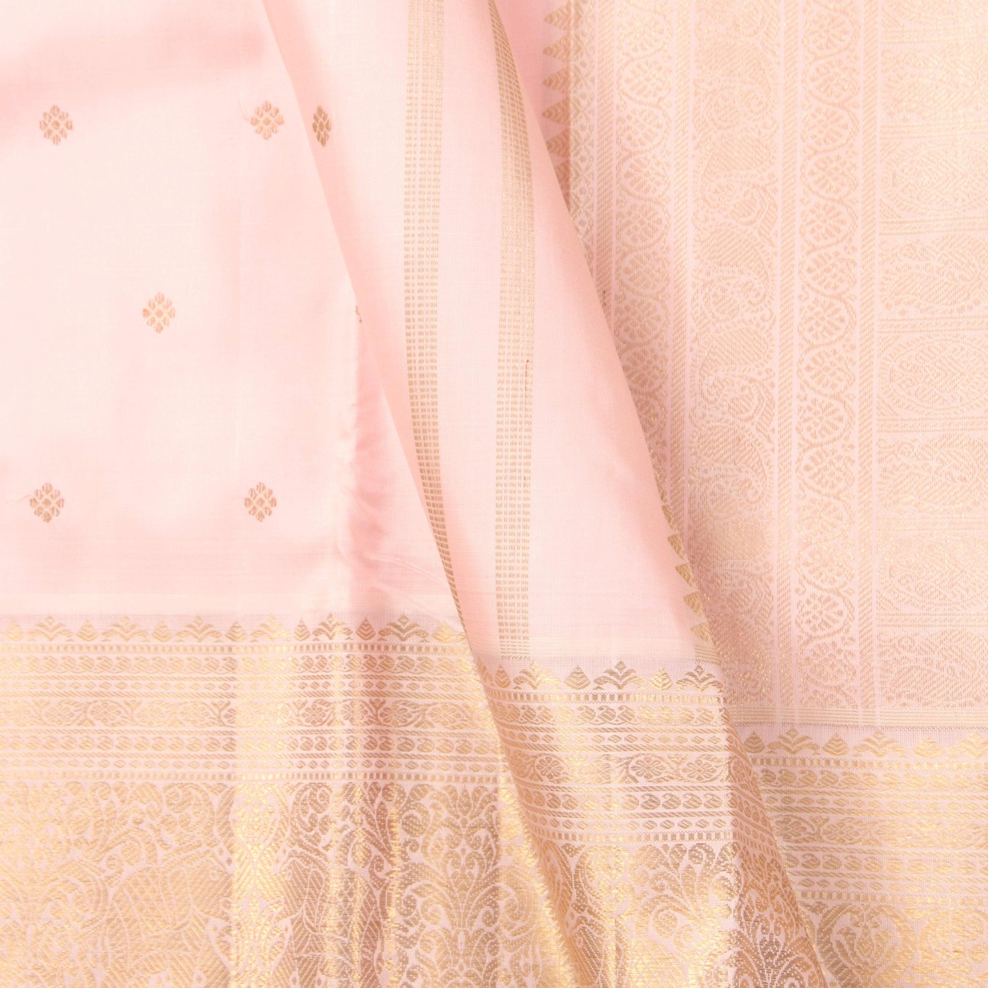 Pastel Pink Kanjivaram Silk Saree With Gold Zari For Bridal Wear PV NYC 1237 - Silk Sari - Panjavarnam PV NYC 1237