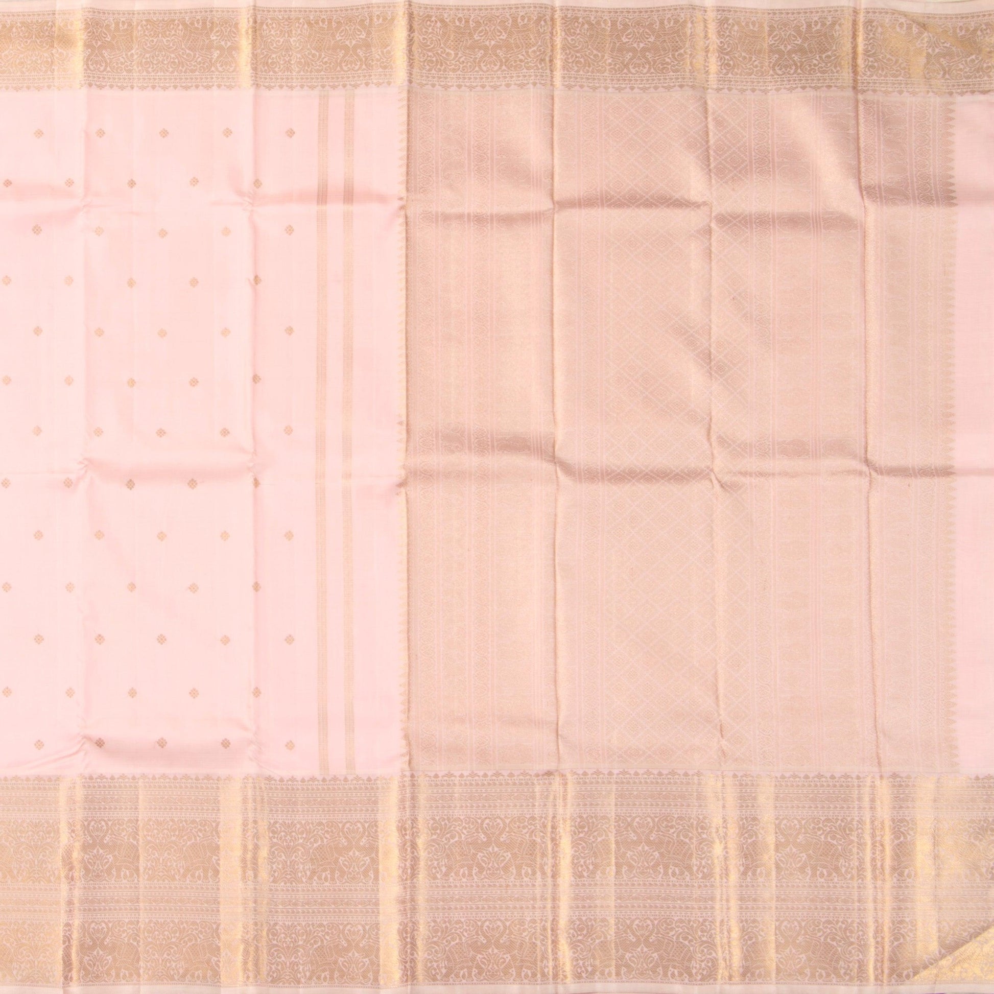 Pastel Pink Kanjivaram Silk Saree With Gold Zari For Bridal Wear PV NYC 1237 - Silk Sari - Panjavarnam PV NYC 1237