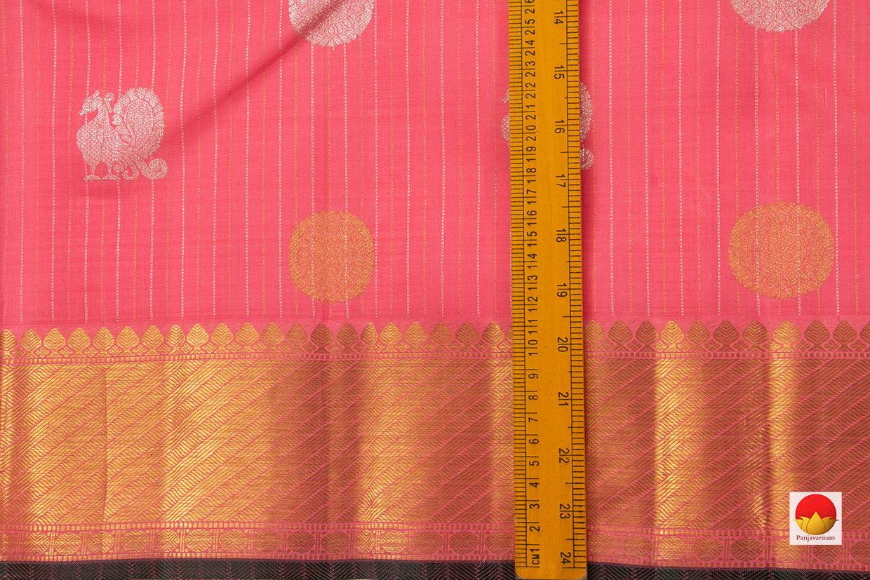 Pastel Pink Traditional Kanchipuram Silk Saree With Silver Zari Handwoven Pure Silk Pure Zari PV NYC 684 - Silk Sari - Panjavarnam