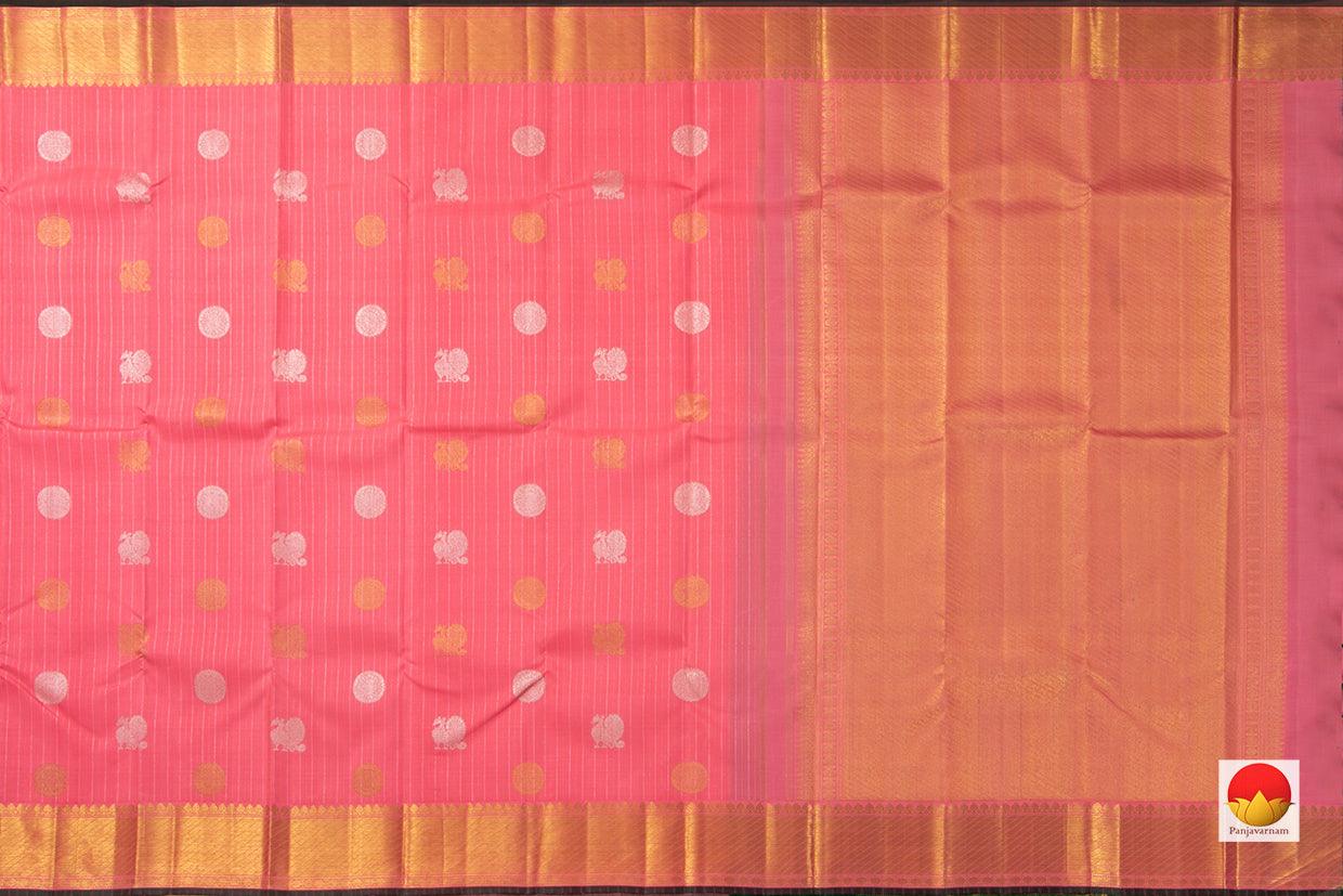 Pastel Pink Traditional Kanchipuram Silk Saree With Silver Zari Handwoven Pure Silk Pure Zari PV NYC 684 - Silk Sari - Panjavarnam PV NYC 684