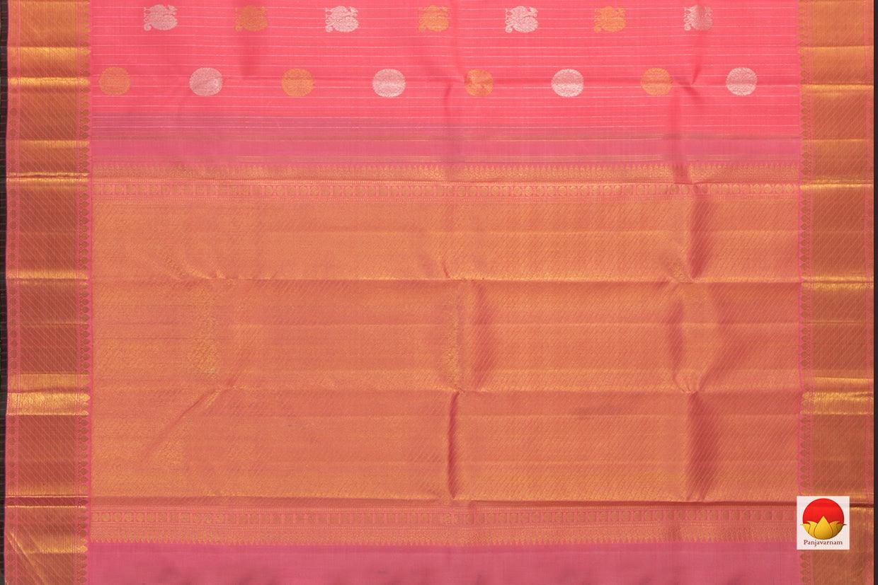 Pastel Pink Traditional Kanchipuram Silk Saree With Silver Zari Handwoven Pure Silk Pure Zari PV NYC 684 - Silk Sari - Panjavarnam PV NYC 684