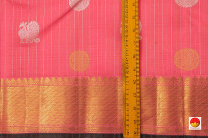 Pastel Pink Traditional Kanchipuram Silk Saree With Silver Zari Handwoven Pure Silk Pure Zari PV NYC 684 - Silk Sari - Panjavarnam PV NYC 684