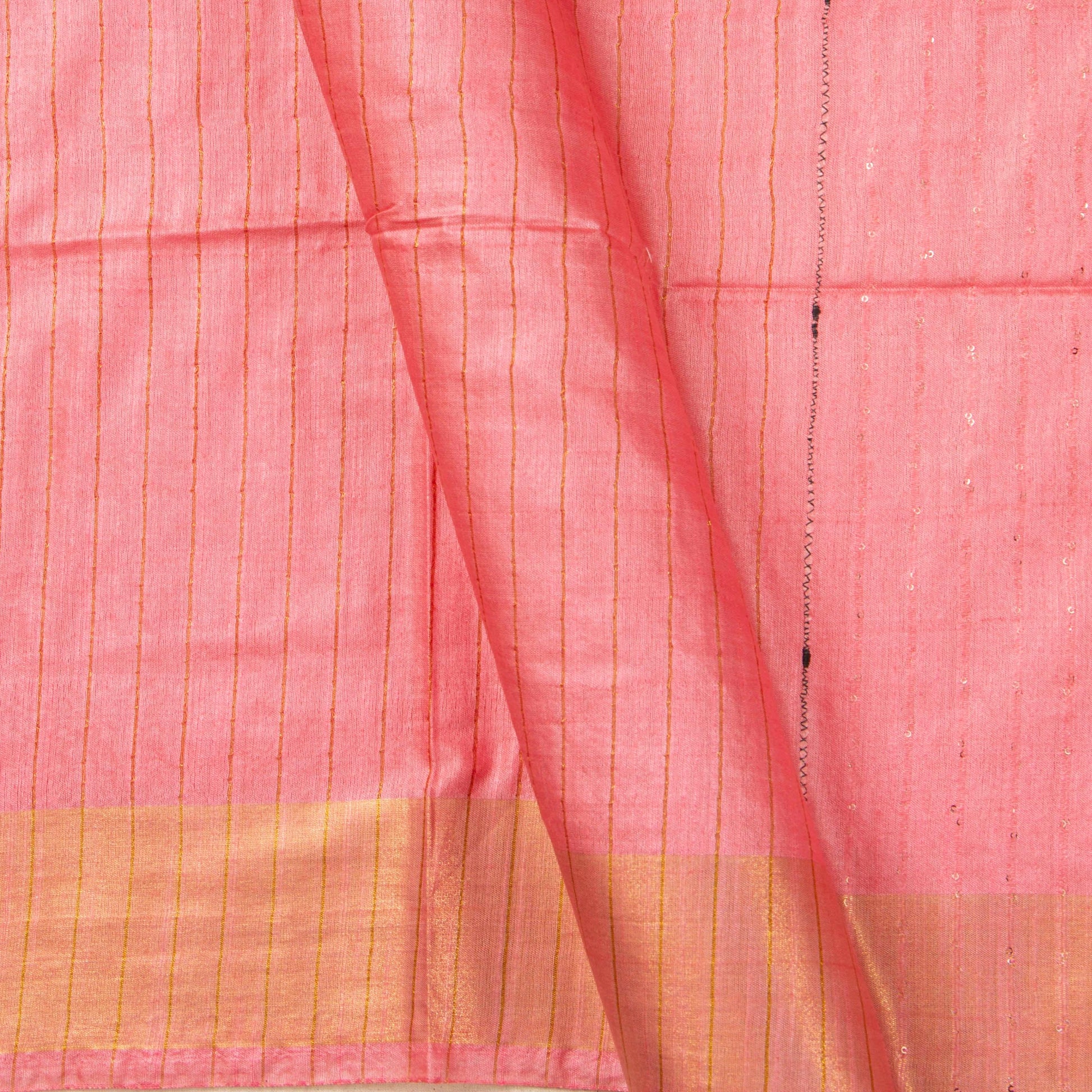 Pastel Pink Tussar Silk Saree Handwoven PT 2072 - Tussar Silk - Panjavarnam PT 2072