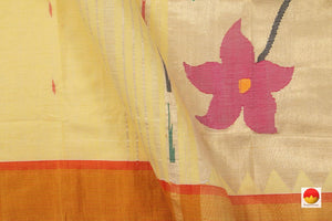 Pastel Yellow Handwoven Paithani Cotton Saree For Festive Wear PV MG 108 - Paithani Saree - Panjavarnam PV MG 108