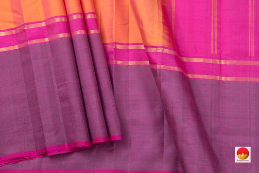 Peach And Mauve Kanchipuram Silk Saree Handwoven Pure Silk For Festive Wear PV KNN 125 - Silk Sari - Panjavarnam