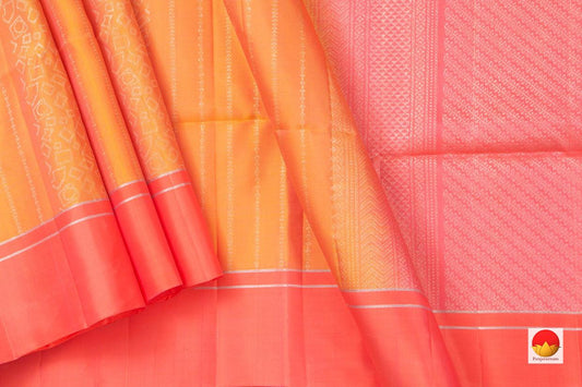 Peach And Pink Handwoven Soft Silk Saree Pure Silk For Office Wear PV KU 101 - Silk Sari - Panjavarnam
