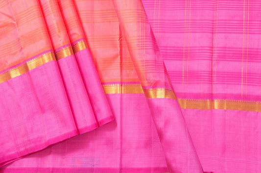 Peach And Pink Kanchipuram Silk Saree Light Weight For Festive Wear PV KNN 200 - Silk Sari - Panjavarnam