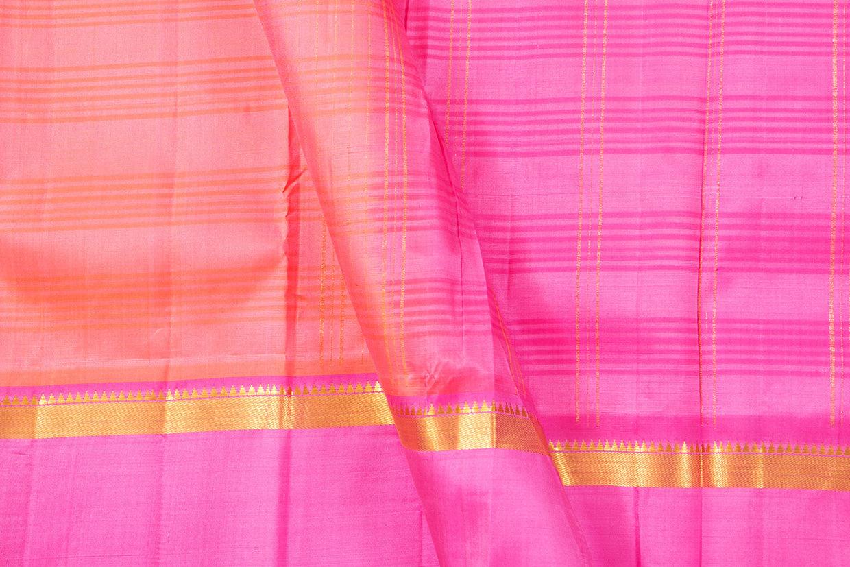 Peach And Pink Kanchipuram Silk Saree Light Weight For Festive Wear PV KNN 200 - Silk Sari - Panjavarnam PV KNN 200