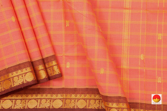 Peach Chettinad Cotton Saree For Casual Wear PV SK CC 107 - Cotton Saree - Panjavarnam